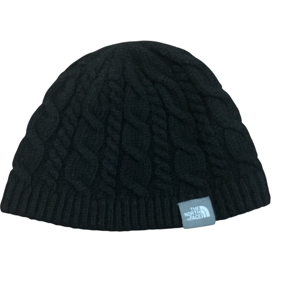 The north face black cable knit women’s beanie hat one size wool blend - Picture 1 of 4